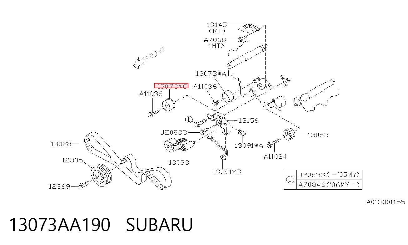 13073AA190 Subaru Polea tensora intermedio de correa dentada