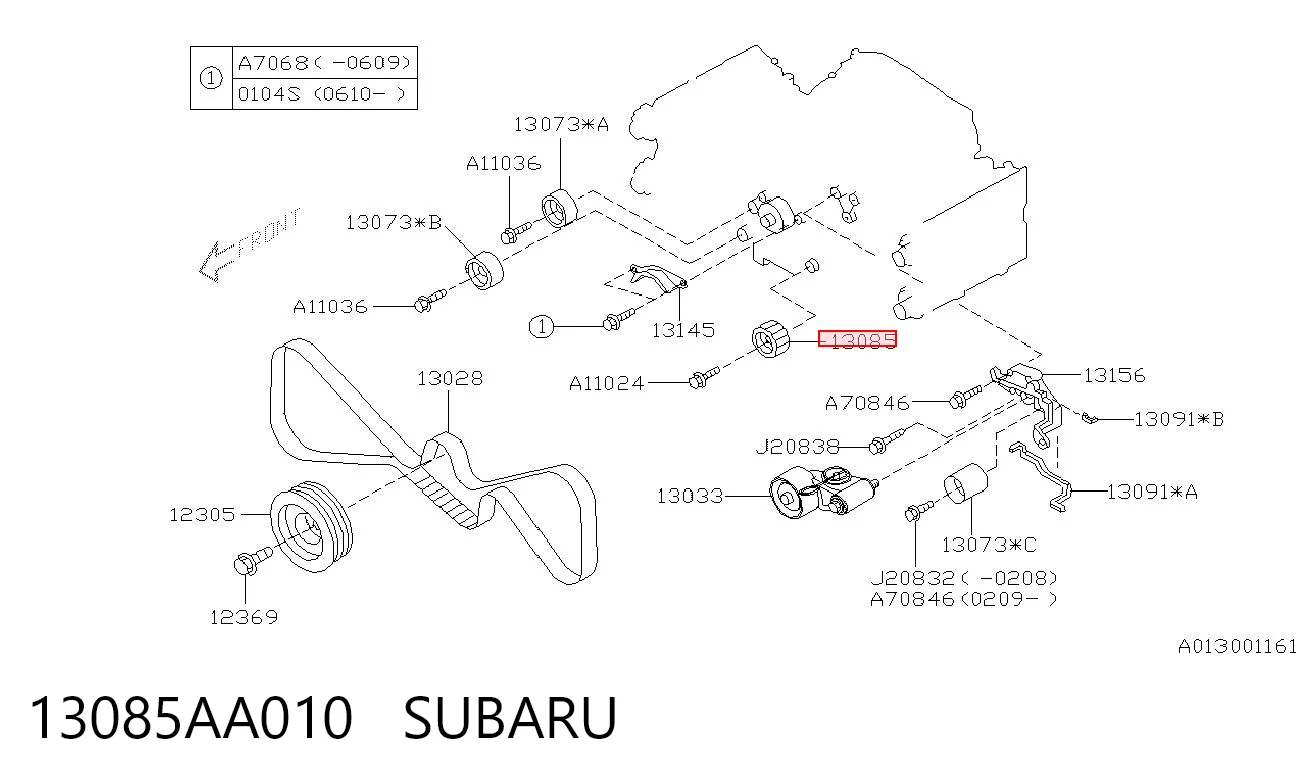 13085AA010 Subaru Polea tensora intermedio de correa dentada