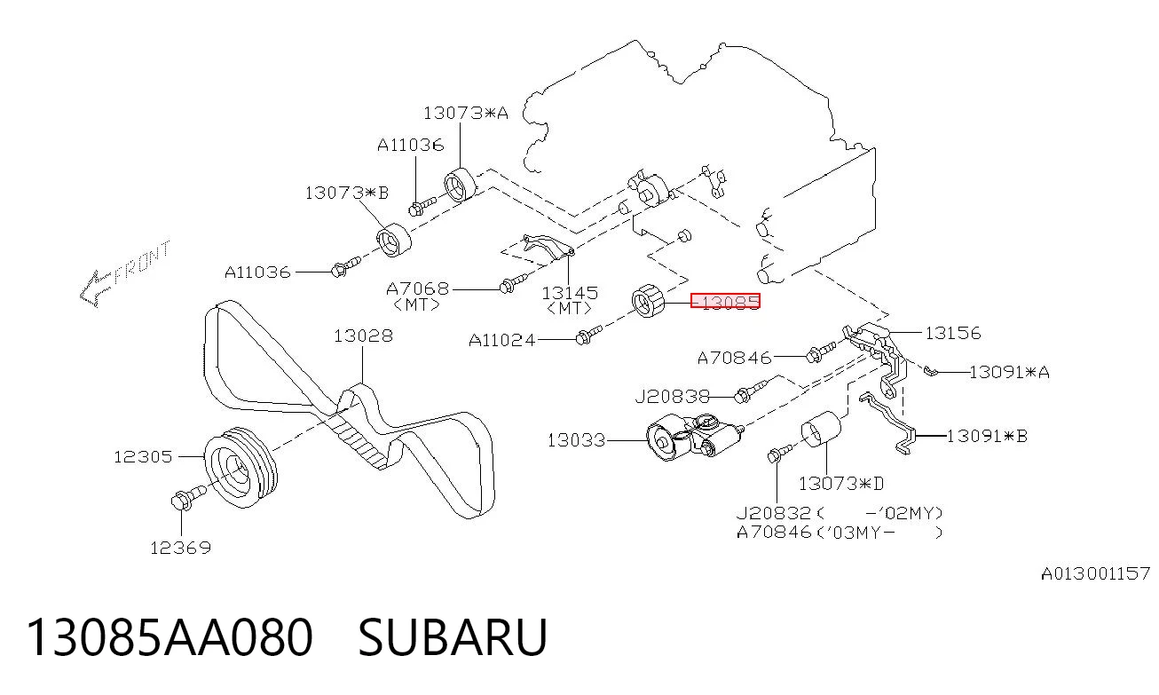 13085AA080 Subaru Polea tensora intermedio de correa dentada