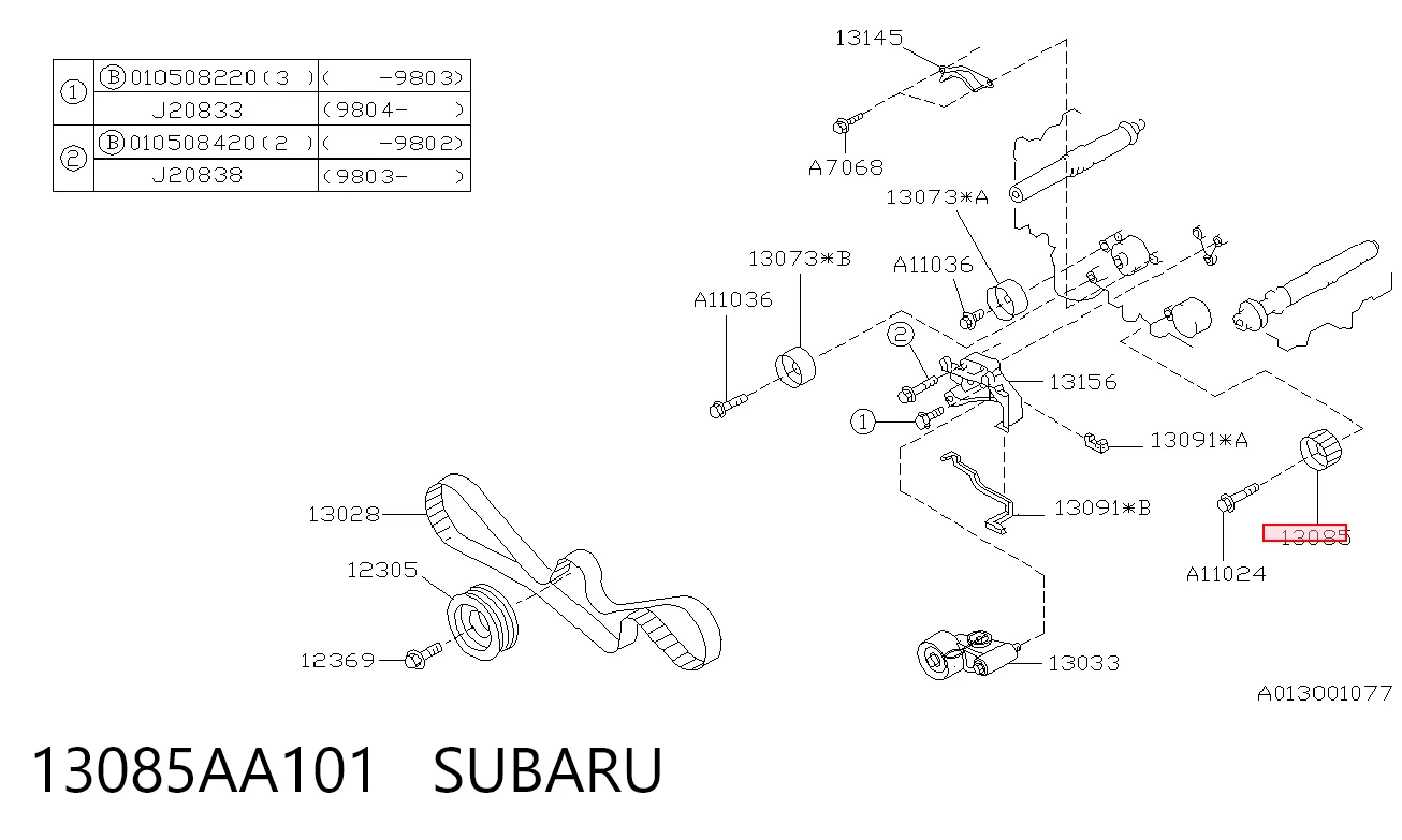 13085AA101 Subaru Polea tensora intermedio de correa dentada