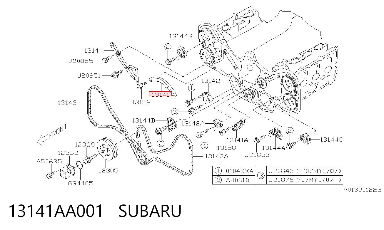 13141AA001 Subaru Guía del tensor de la cadena de distribución