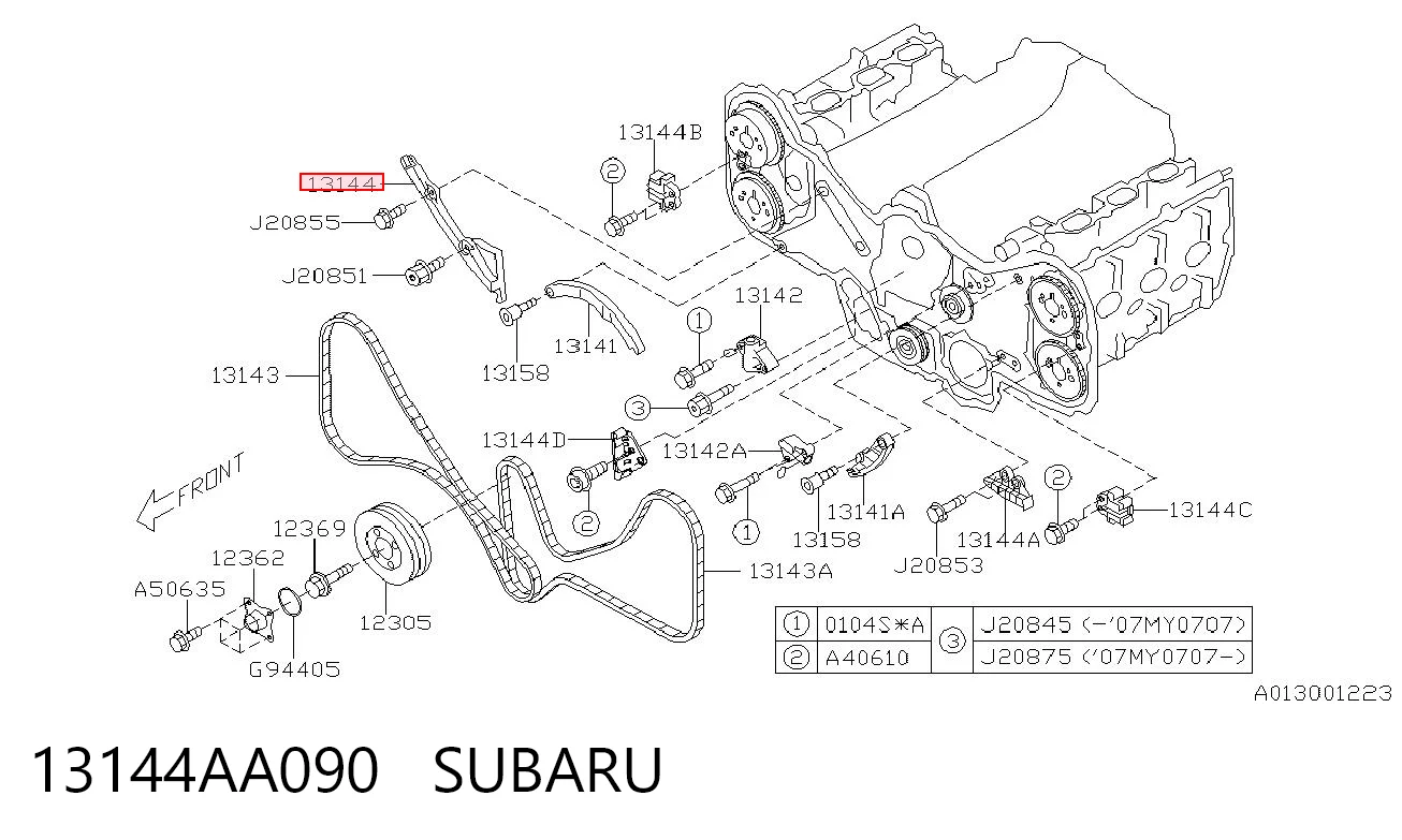 13144AA090 Subaru Guía derecha de cadena de distribución