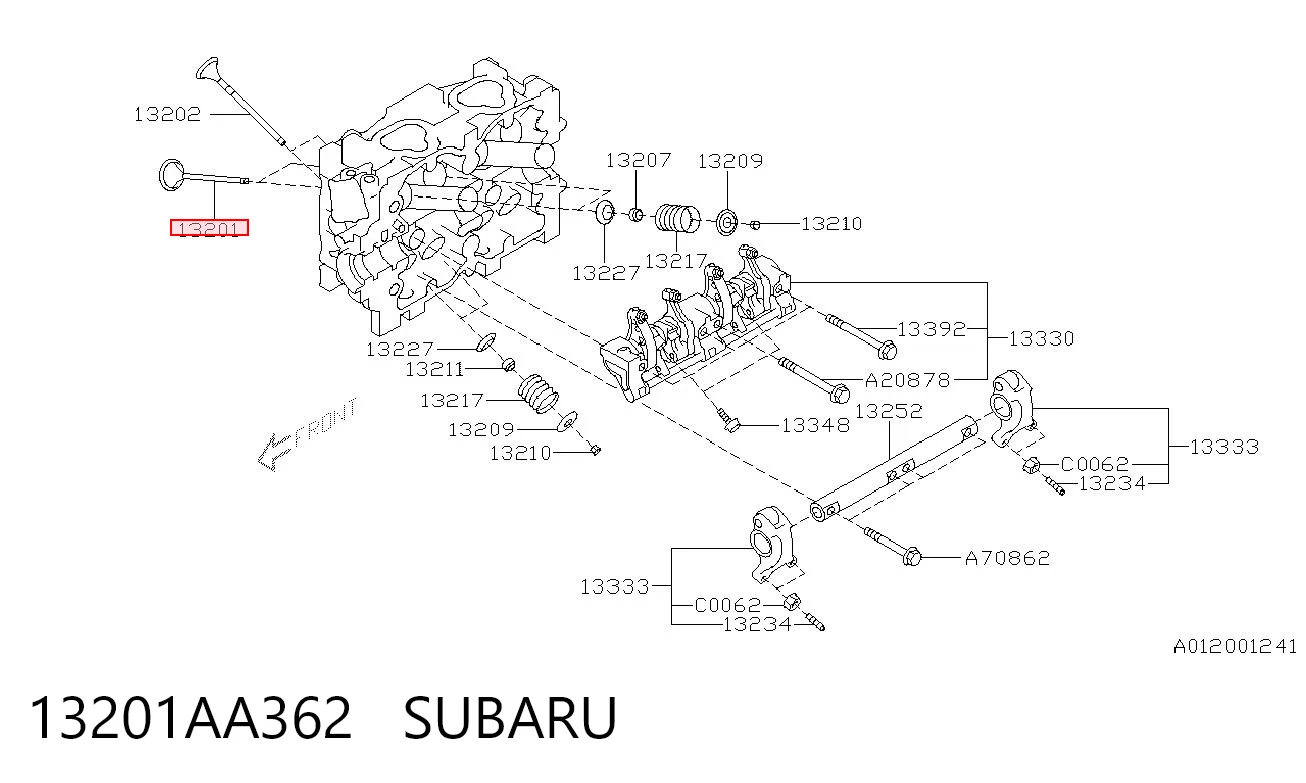 13201AA362 Subaru Válvula de admisión