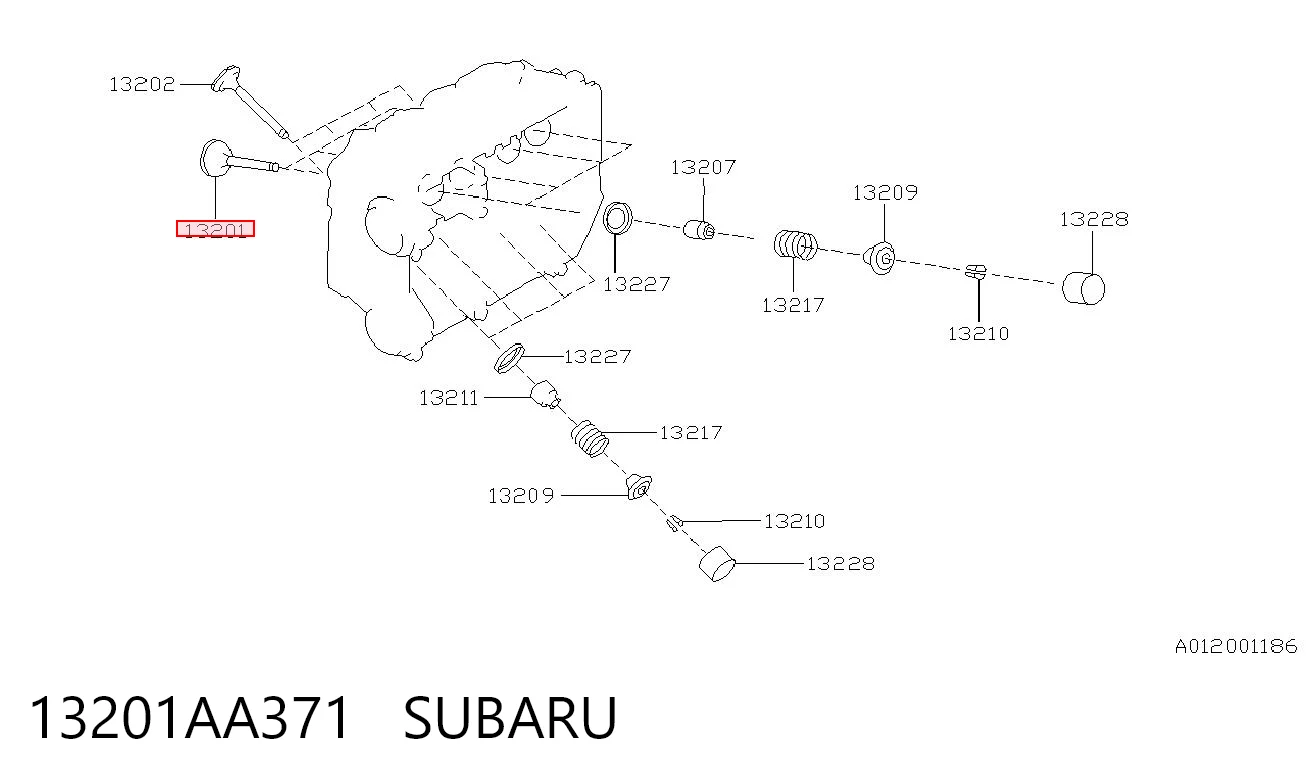 13201AA371 Subaru Válvula de admisión