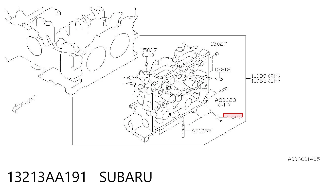 13213AA191 Subaru Guía de válvula de escape