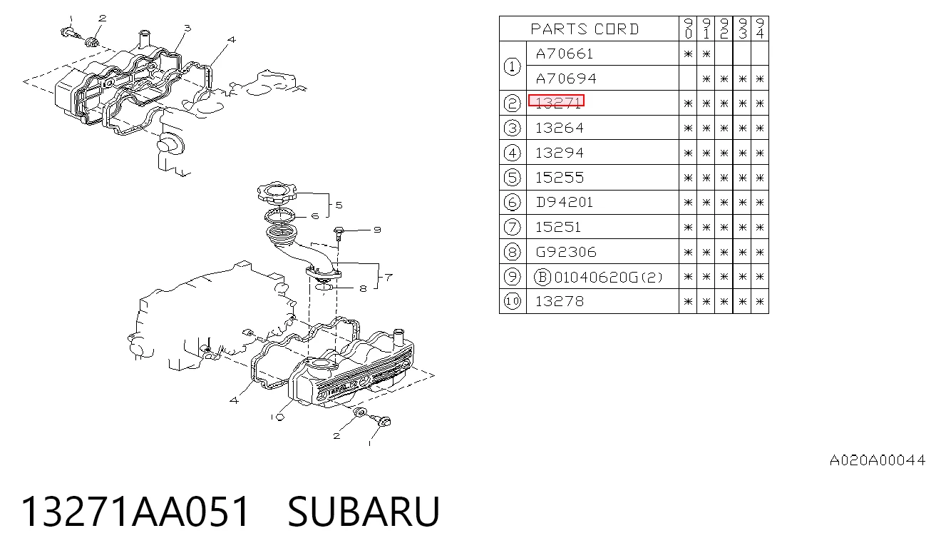 13271AA051 Subaru Arandela de tornillo de culata