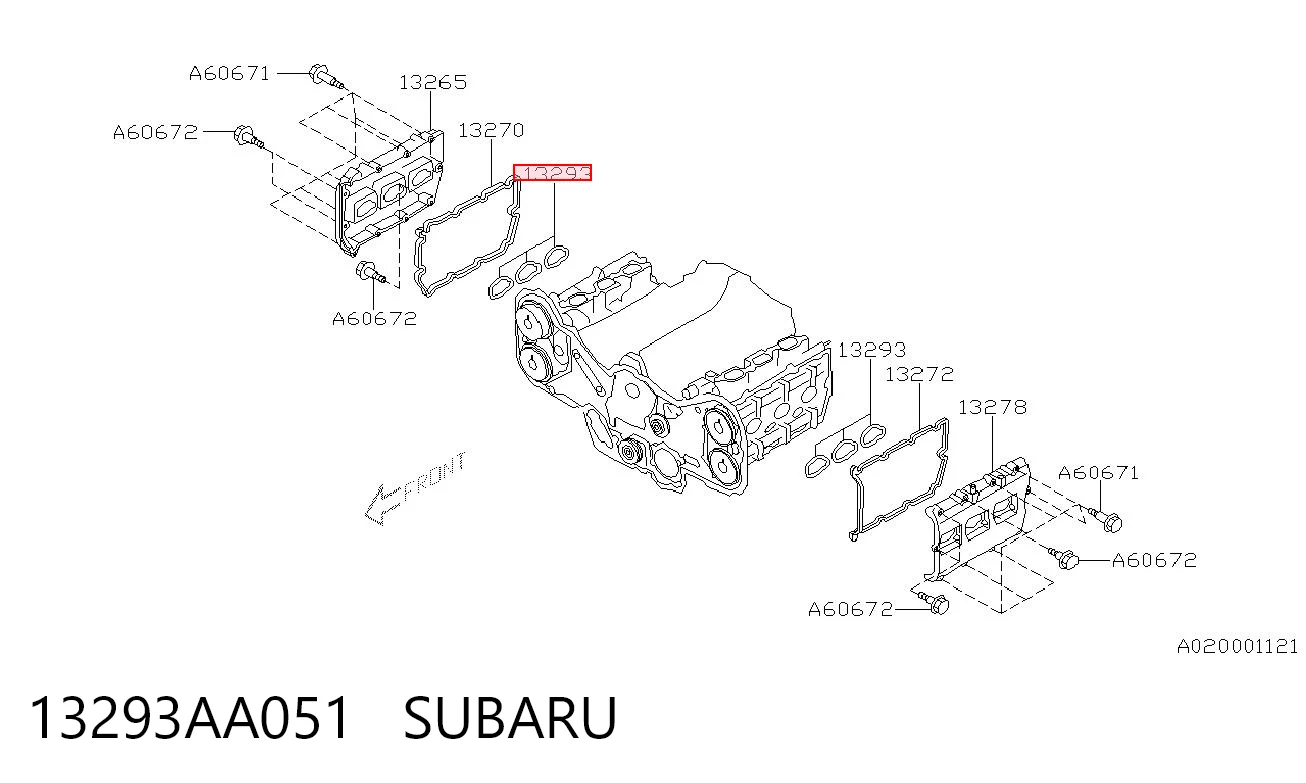 13293AA051 Subaru Junta de tapa de balancines, anillo