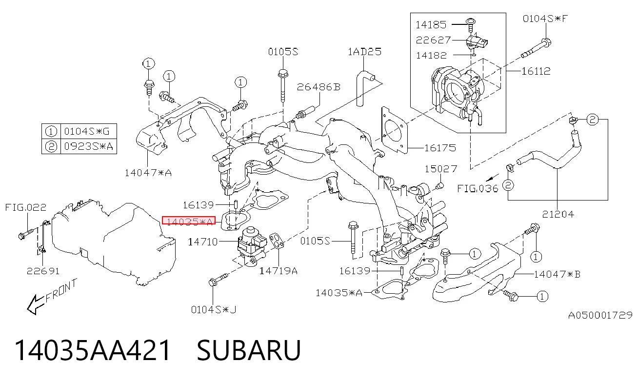 14035AA421 Subaru Juego de juntas, colector de admisión