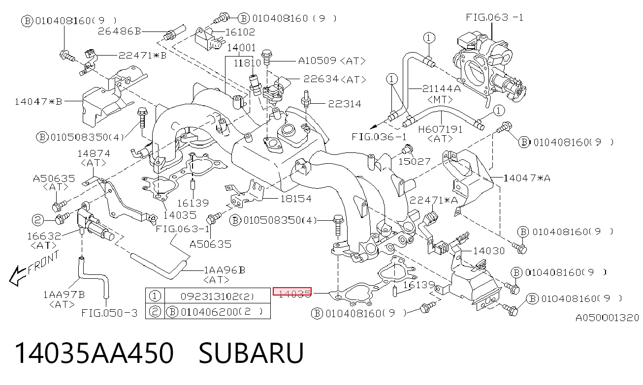 Junta colector de admisión Subaru Impreza II