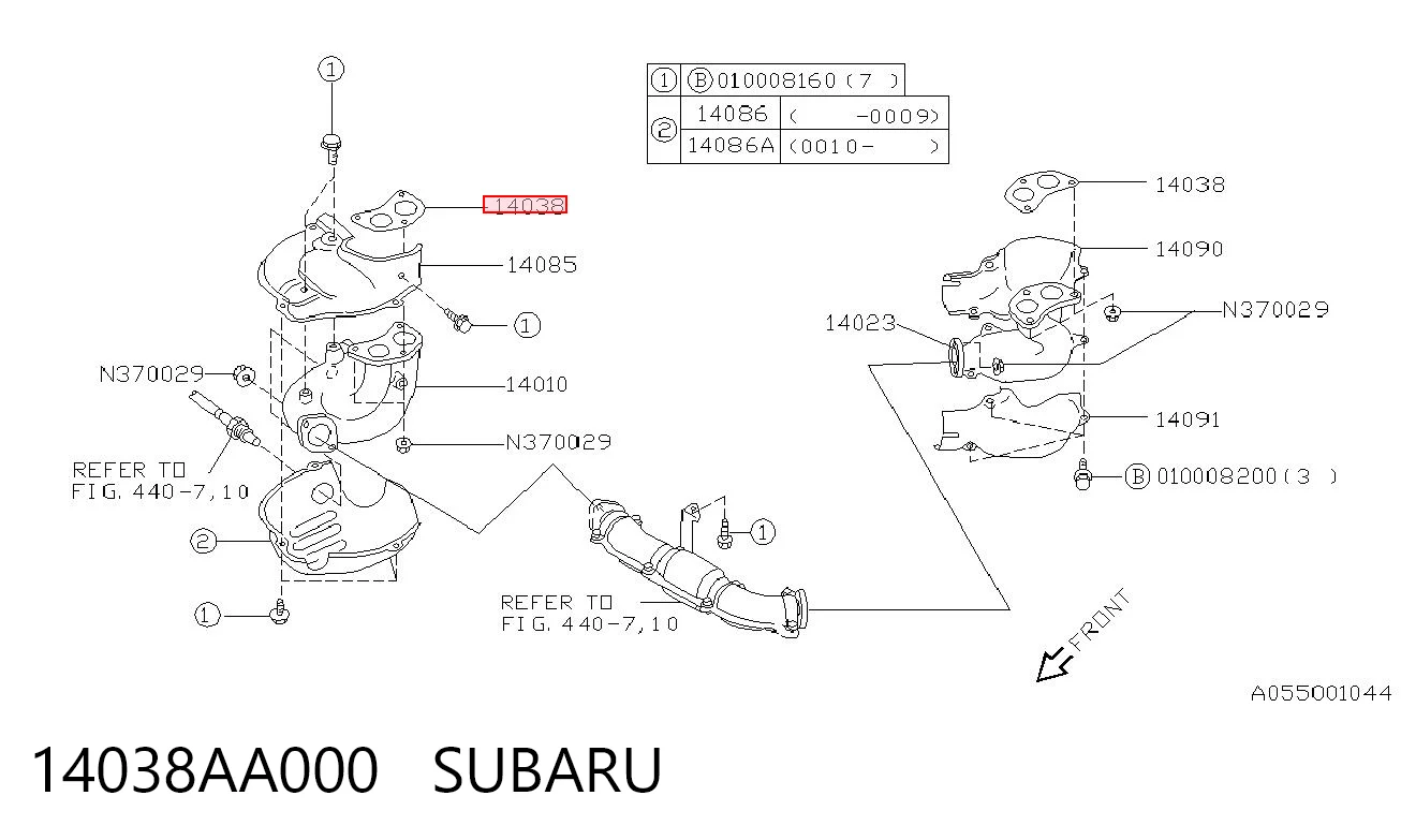14038AA000 Subaru Junta colector joint