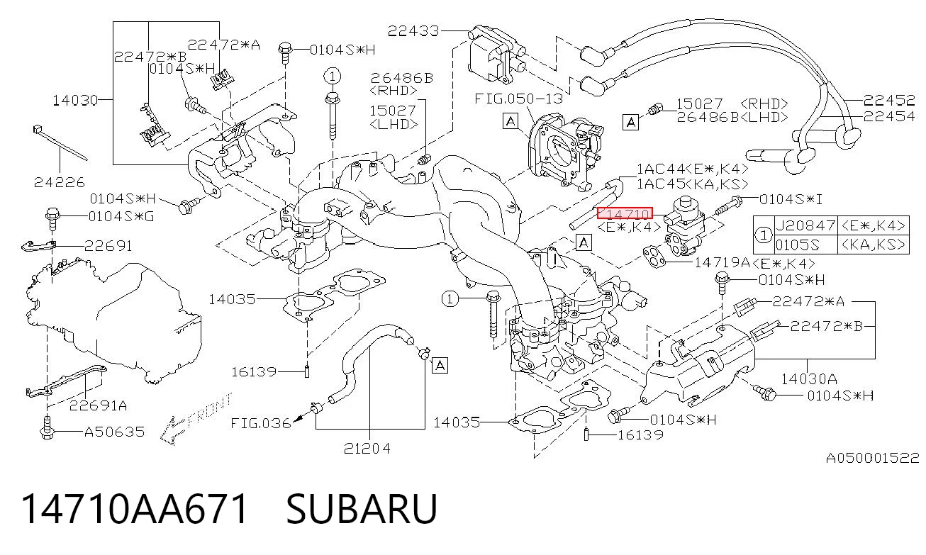 14710AA671 Subaru Válvula EGR