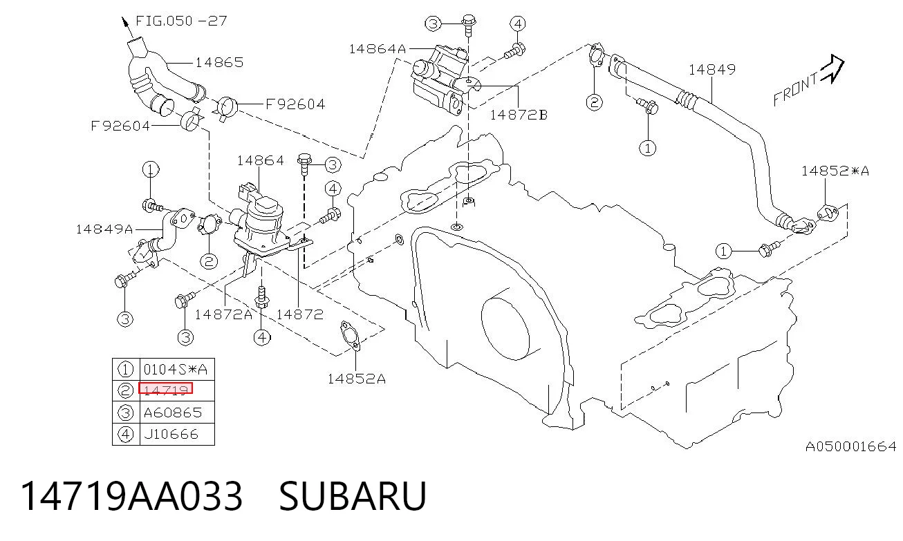 14719AA033 Subaru Junta de válvula EGR