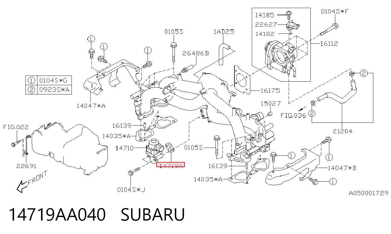 14719AA040 Subaru Junta de válvula EGR