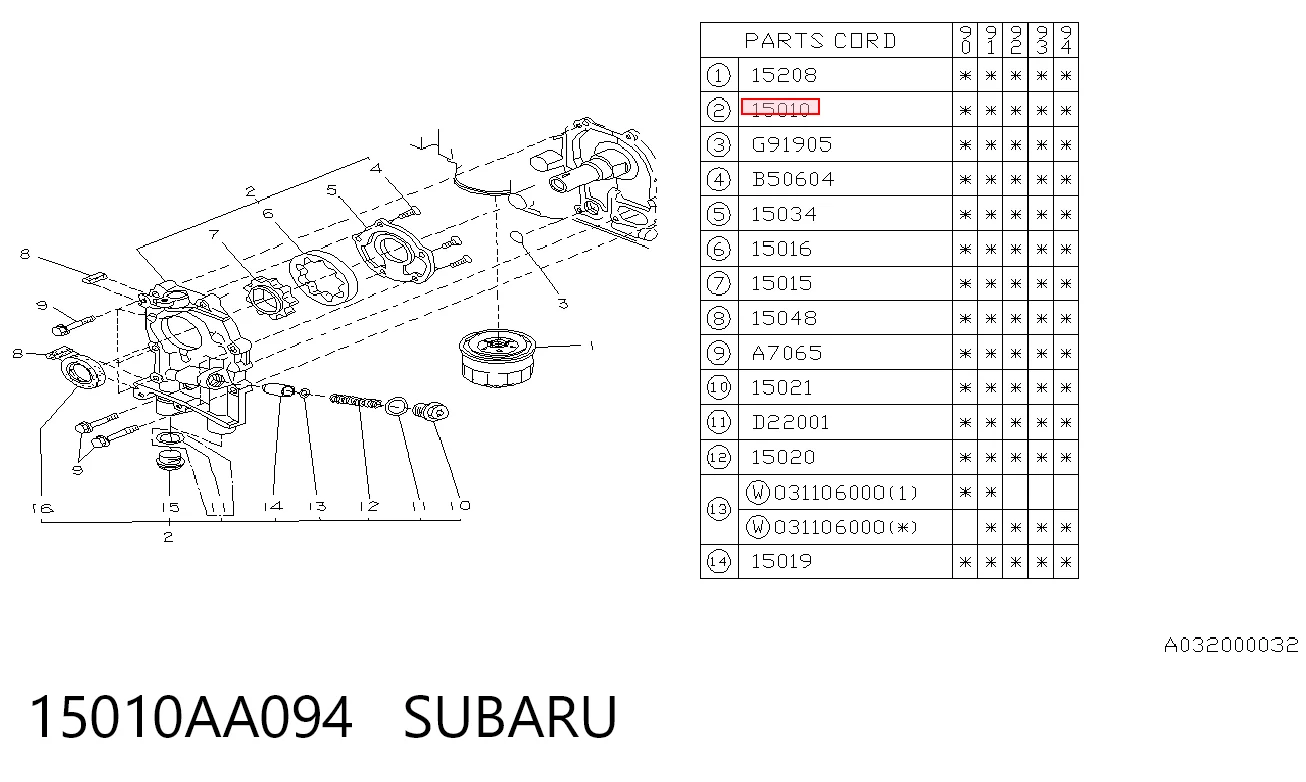 Bomba de aceite del motor Subaru Legacy II