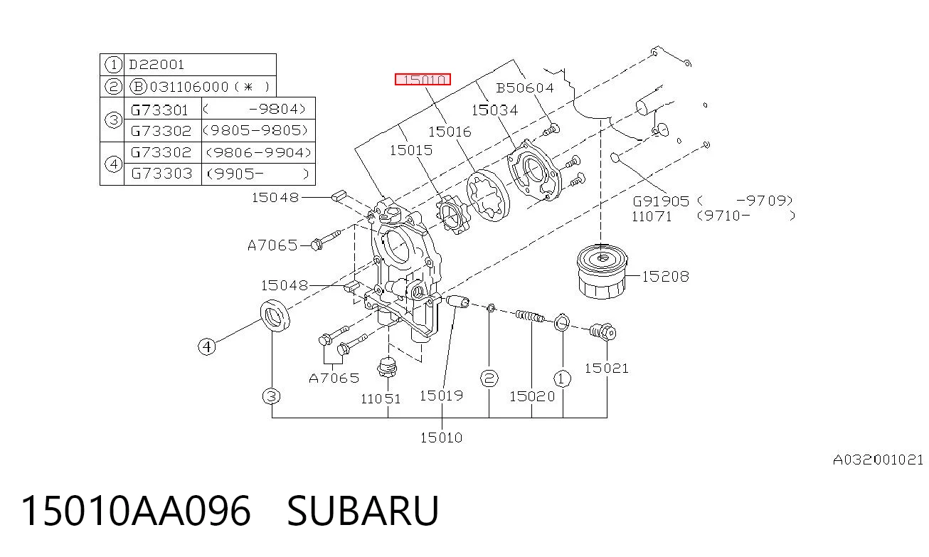 15010AA096 Subaru Bomba de aceite