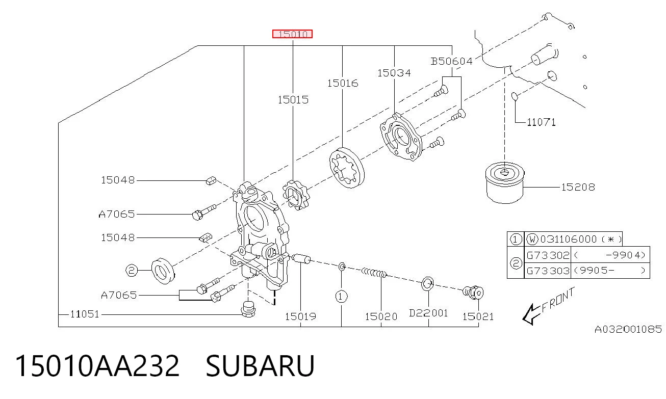 15010AA232 Subaru Bomba de aceite