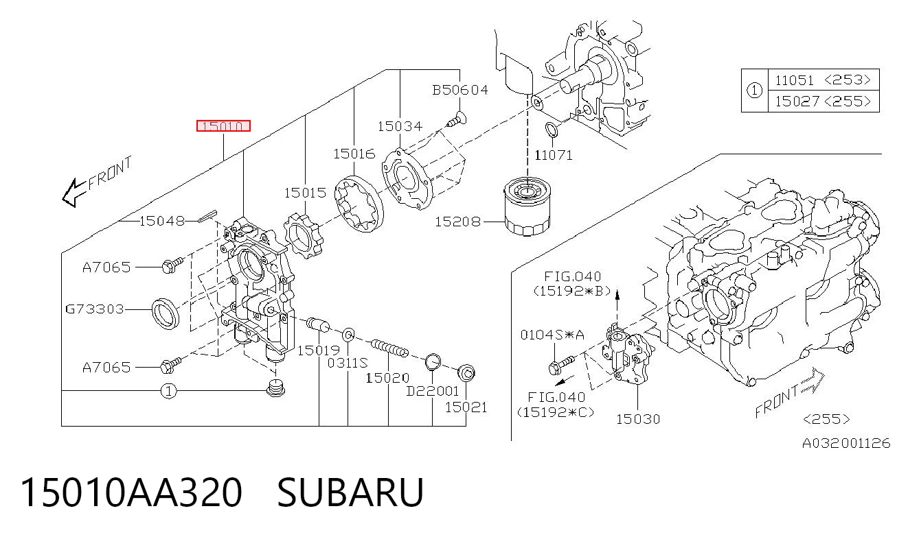 15010AA320 Subaru Bomba de aceite