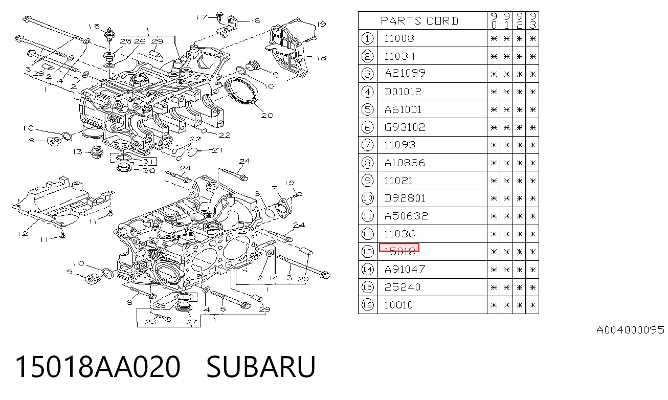 15018AA020 Subaru