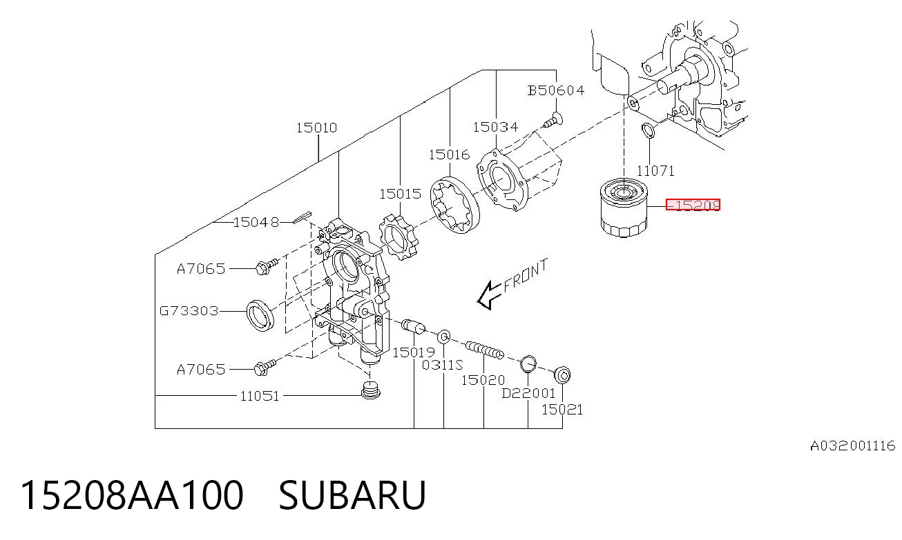 15208AA100 Subaru Filtro aceite