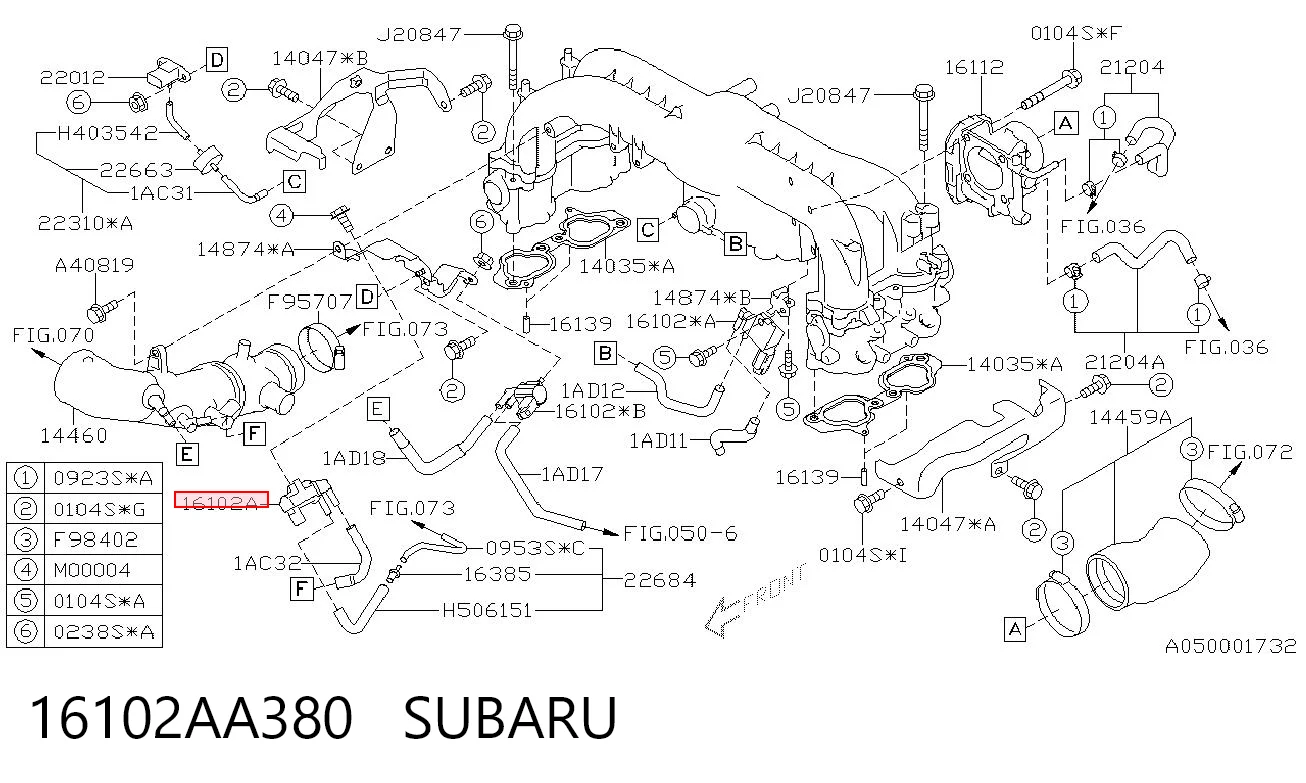 16102AA380 Subaru Válvula del servofreno