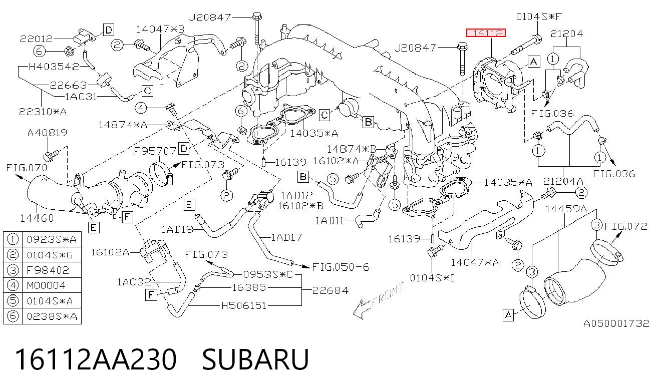 16112AA230 Subaru Mariposa de admisión