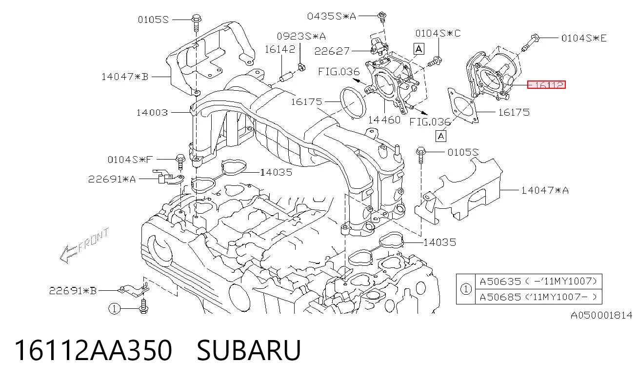 16112AA350 Subaru Mariposa de admisión