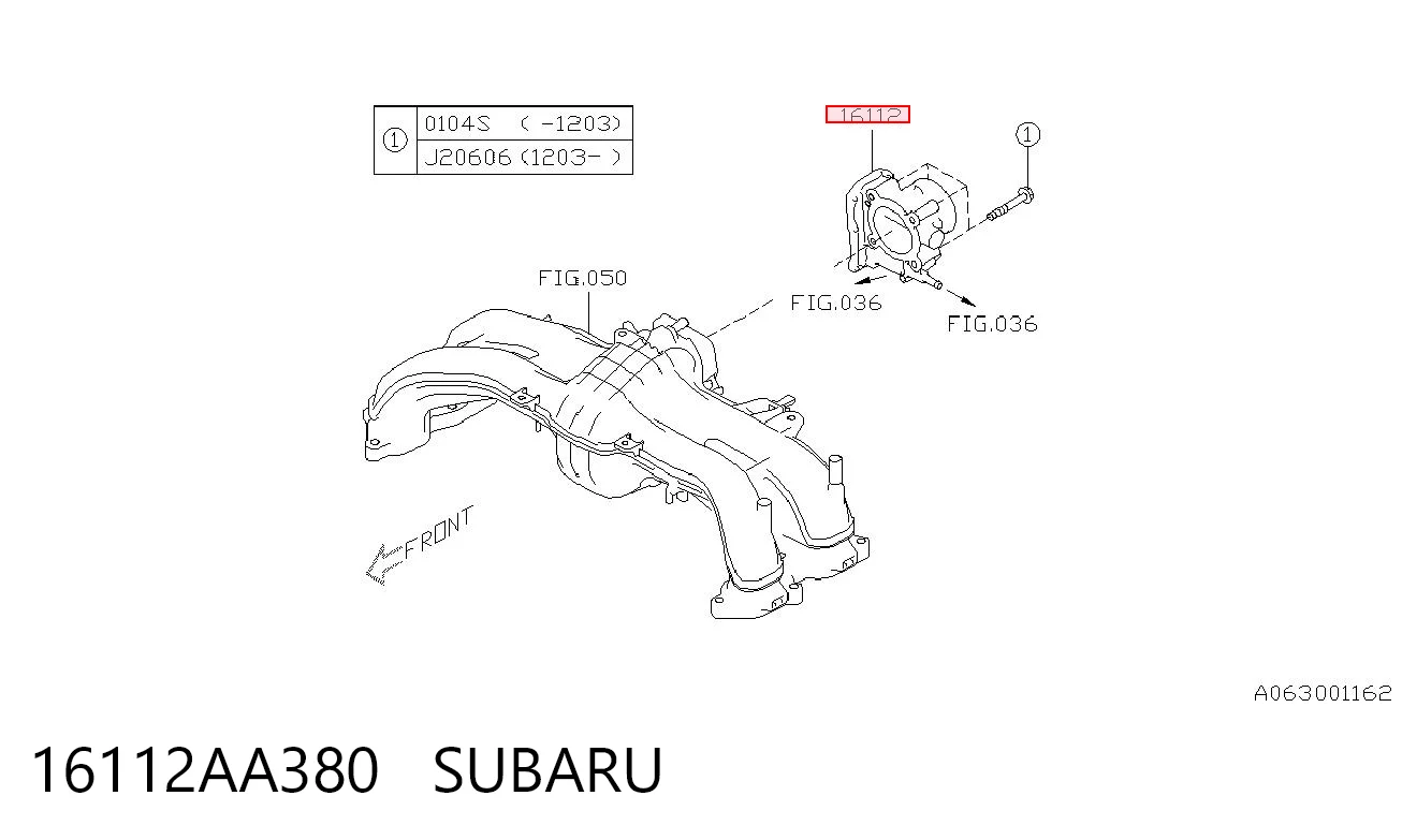 16112AA380 Subaru Mariposa de admisión