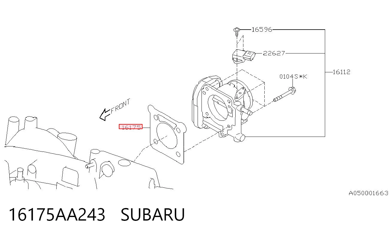 16175AA243 Subaru Junta del cuerpo de mariposa