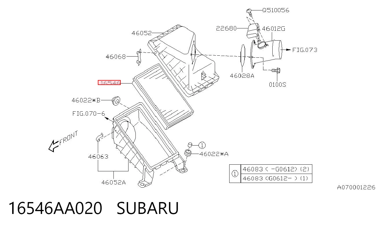 16546AA020 Subaru Filtro de aire de motor