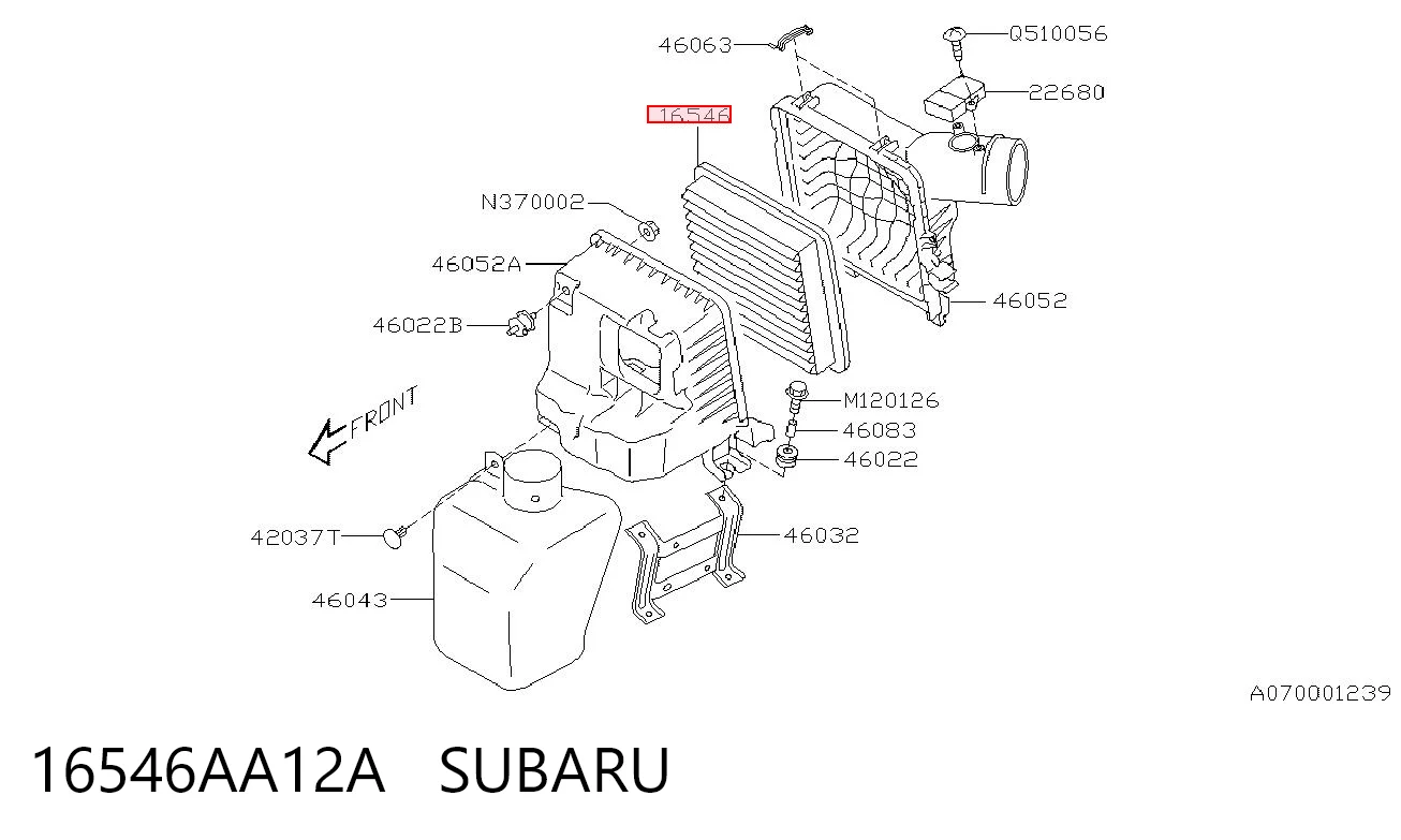 16546AA12A Subaru Filtro de aire de motor