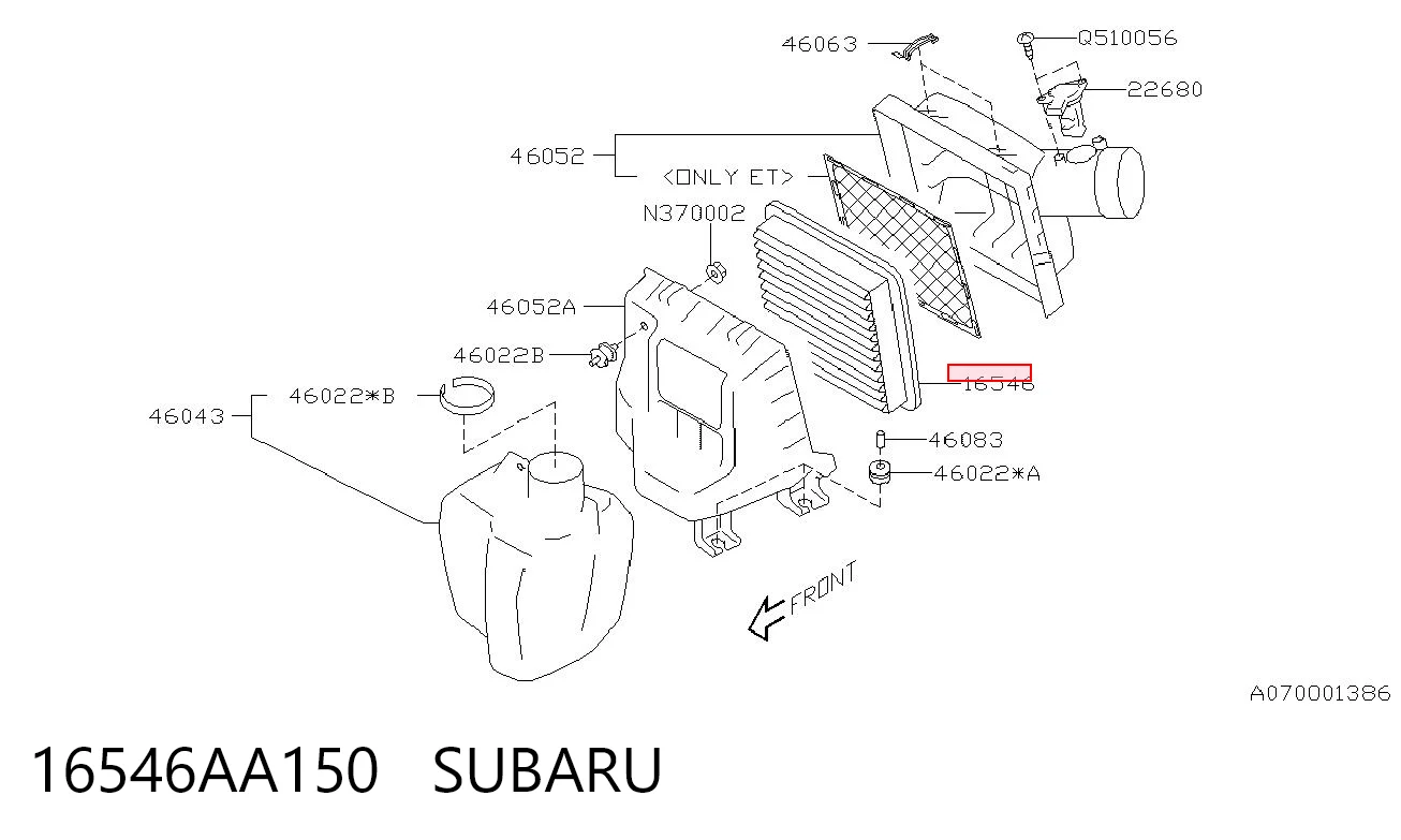 16546AA150 Subaru Filtro de aire de motor
