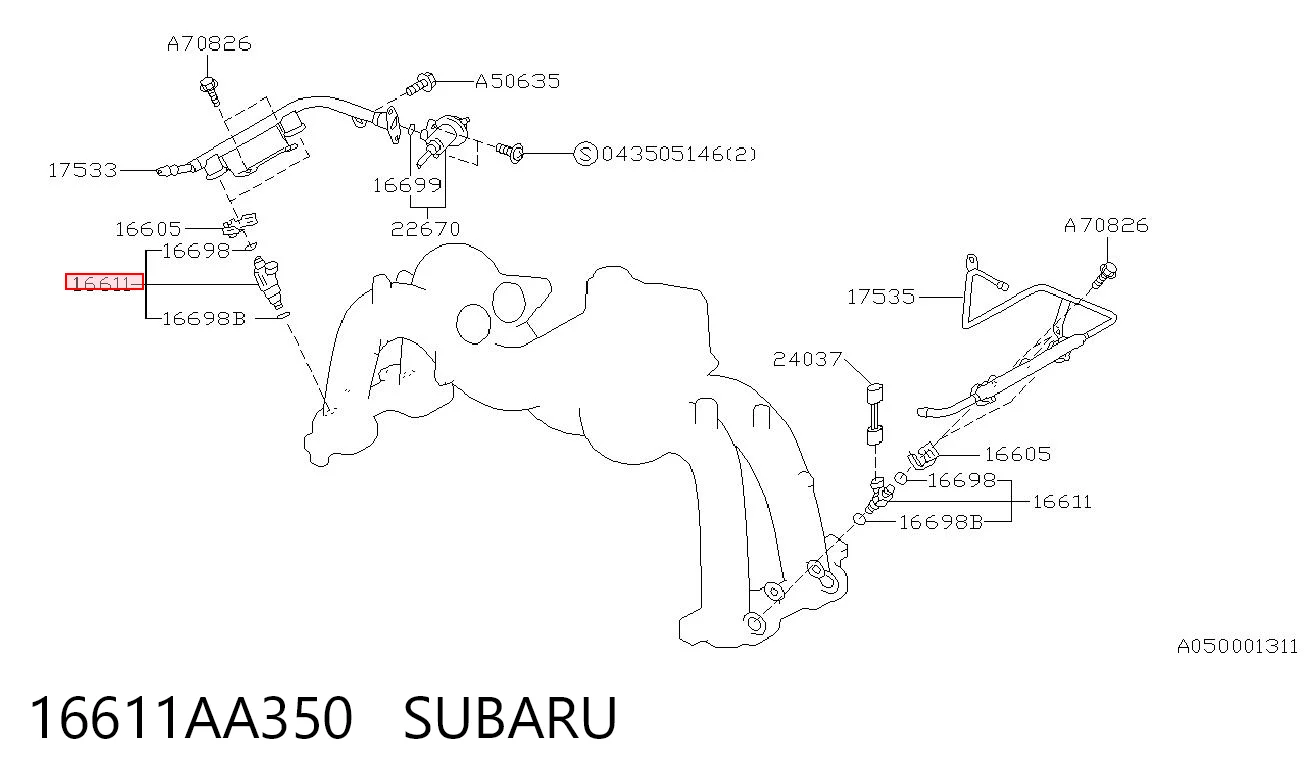 16611AA350 Subaru Inyector de combustible