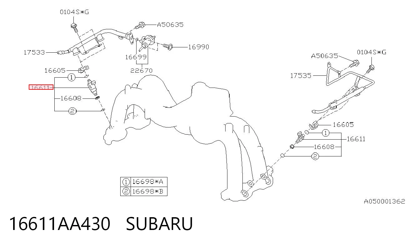 Inyector de combustible para Subaru Forester I S10, SF