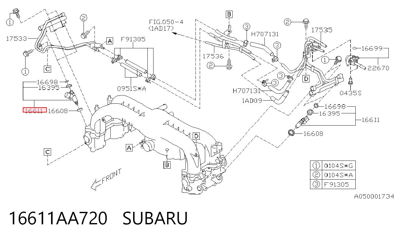 16611AA720 Subaru Inyector de combustible