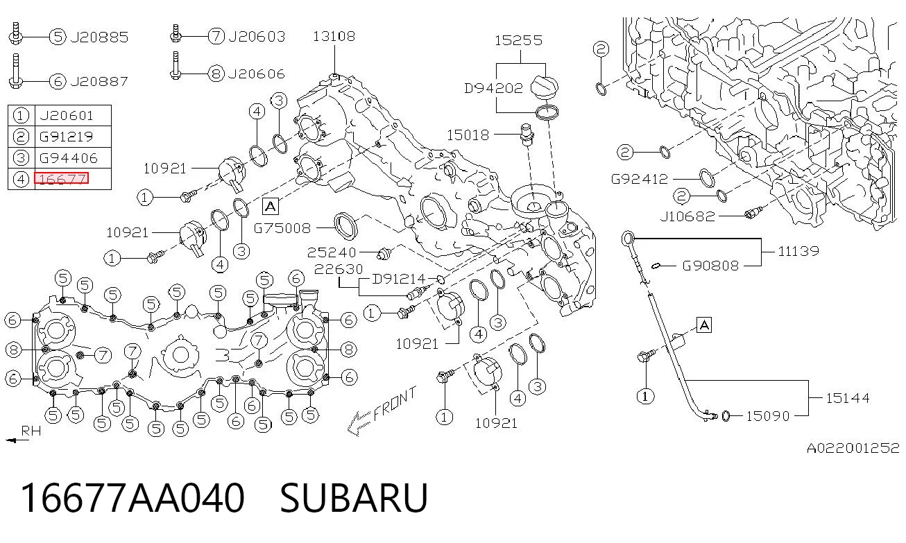 16677AA040 Subaru 