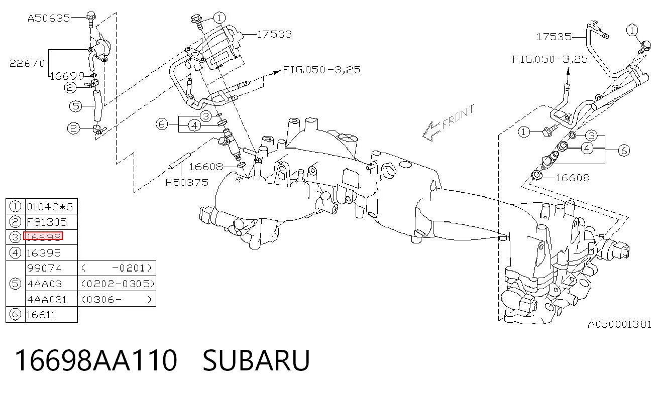 16698AA110 Subaru Arandela de asiento del inyector