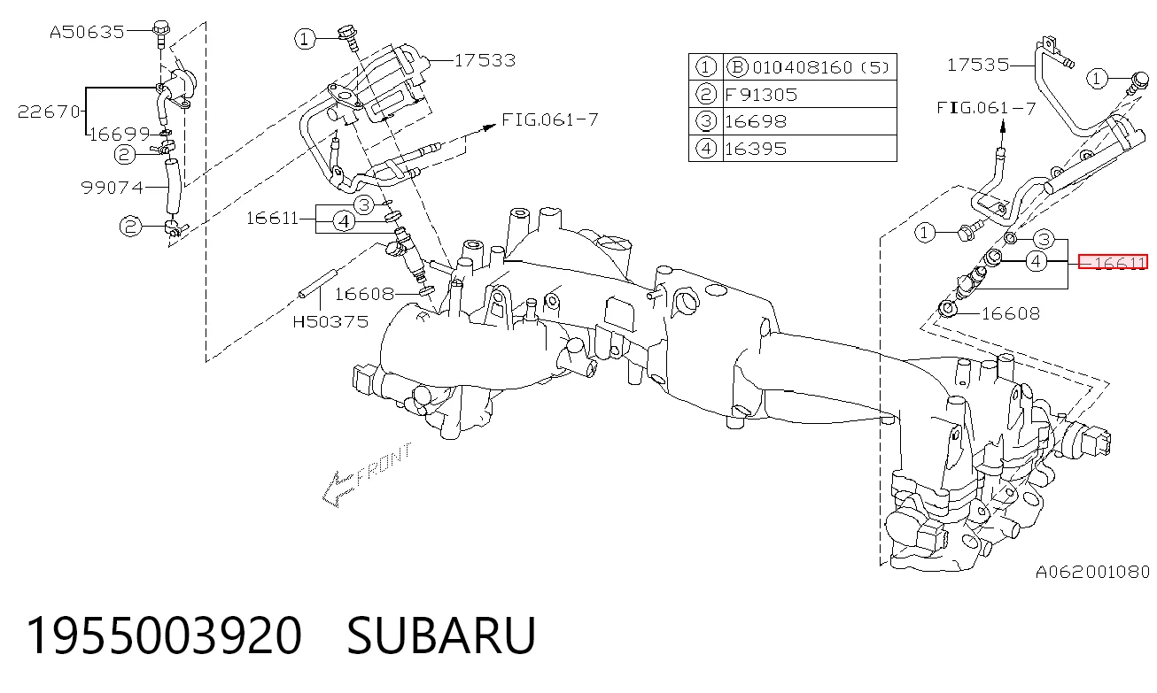 1955003920 Subaru Inyector de combustible