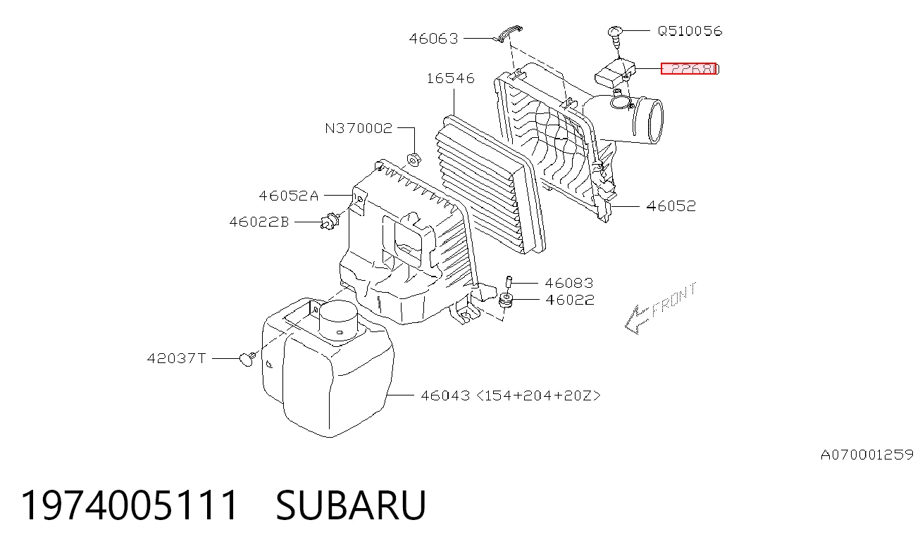 1974005111 Subaru Sensor de flujo de aire