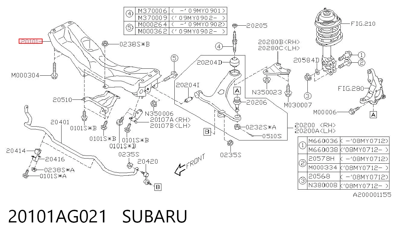 Subchasis delantero soporte motor Subaru Outback III familiar (B13, BP) (2003 - 2009) precio, desde 132,13 EUR