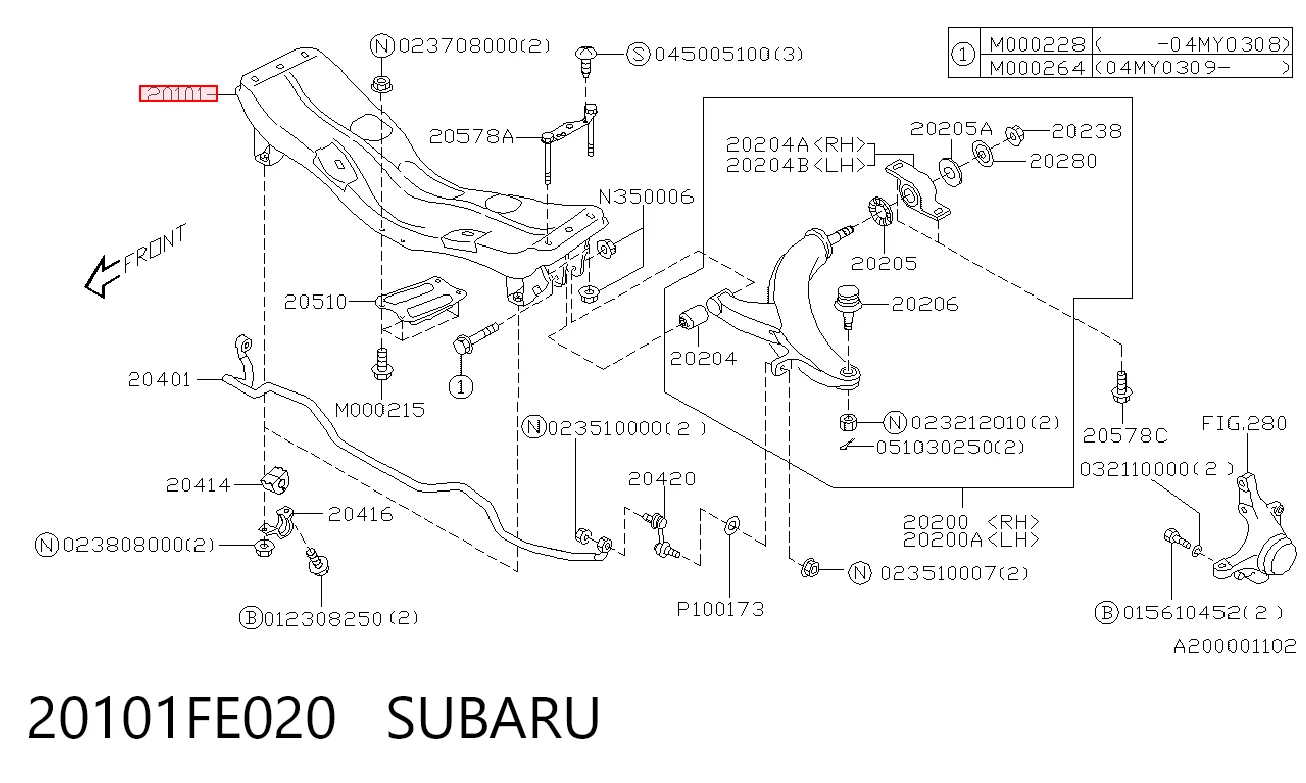 Cuna de motor para Subaru Impreza I GF