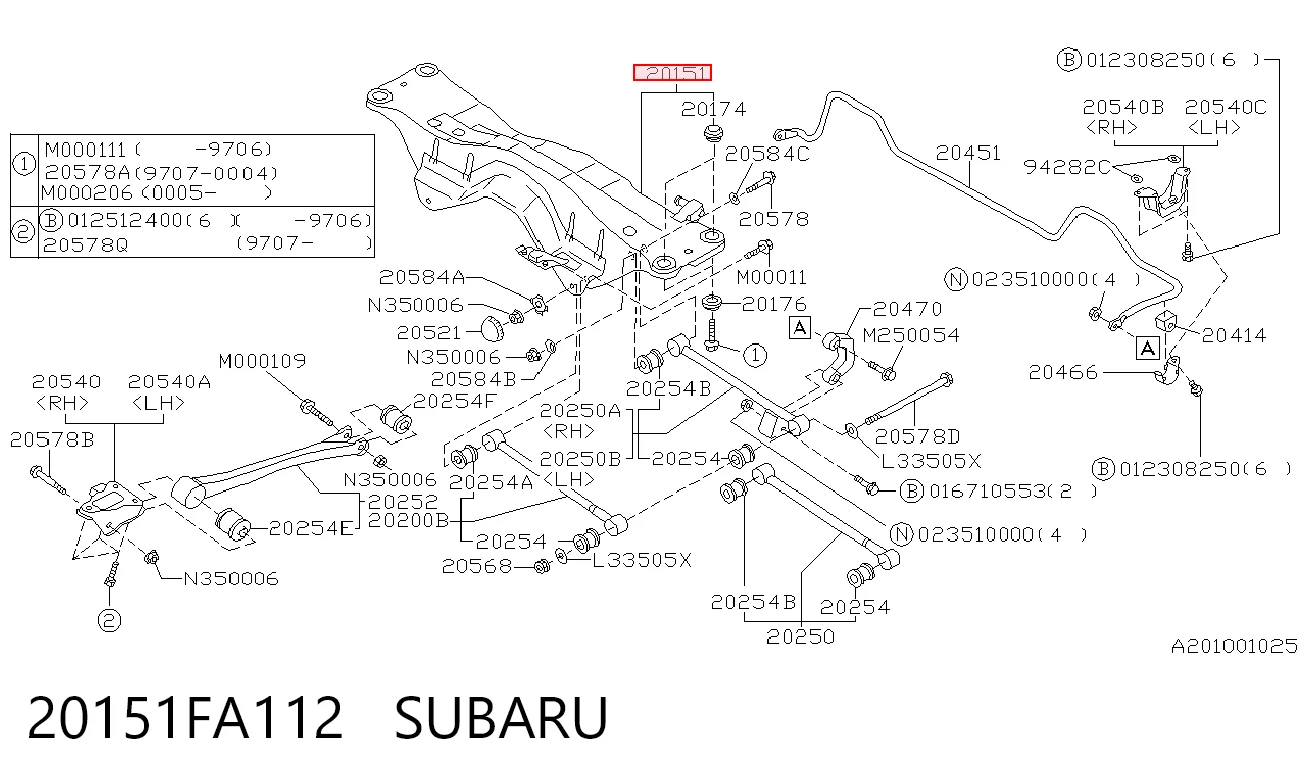 20151FA112 Subaru Subchasis trasero soporte motor