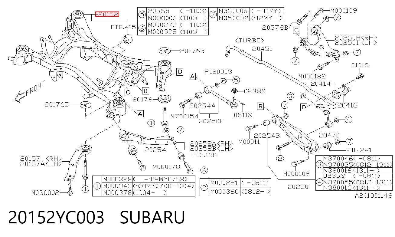 Puente trasero para Subaru Impreza III GH