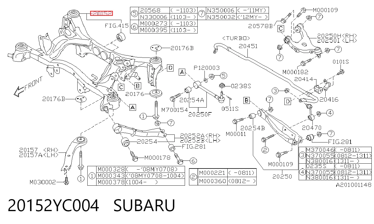 Subchasis trasero soporte motor Subaru Impreza III hatchback (GH) (2007 - 2011) precio, desde 567,55 EUR