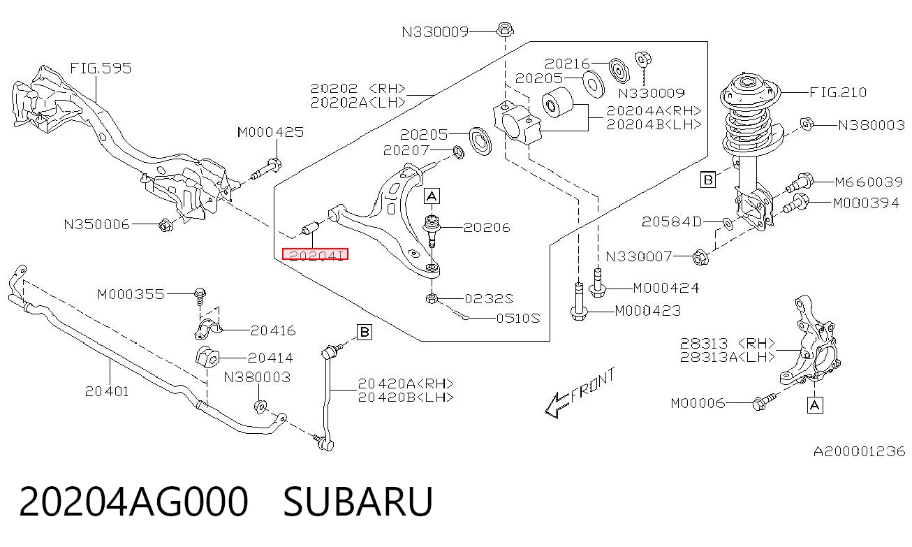 20204AG000 Subaru Silentblock de brazo de suspensión delantero inferior