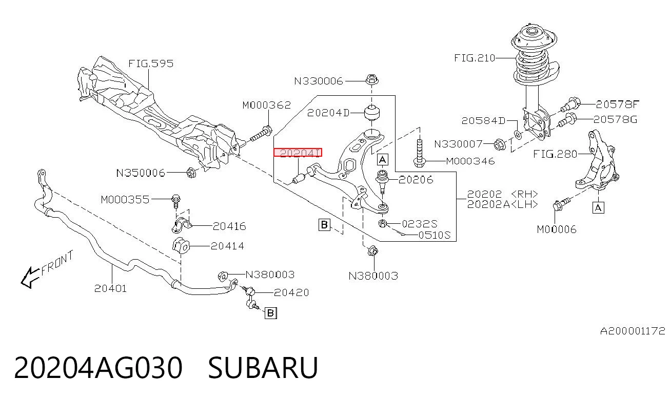 20204AG030 Subaru Silentblock de brazo de suspensión delantero inferior