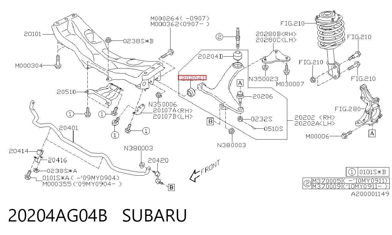 20204AG04B Subaru Silentblock de brazo de suspensión delantero inferior