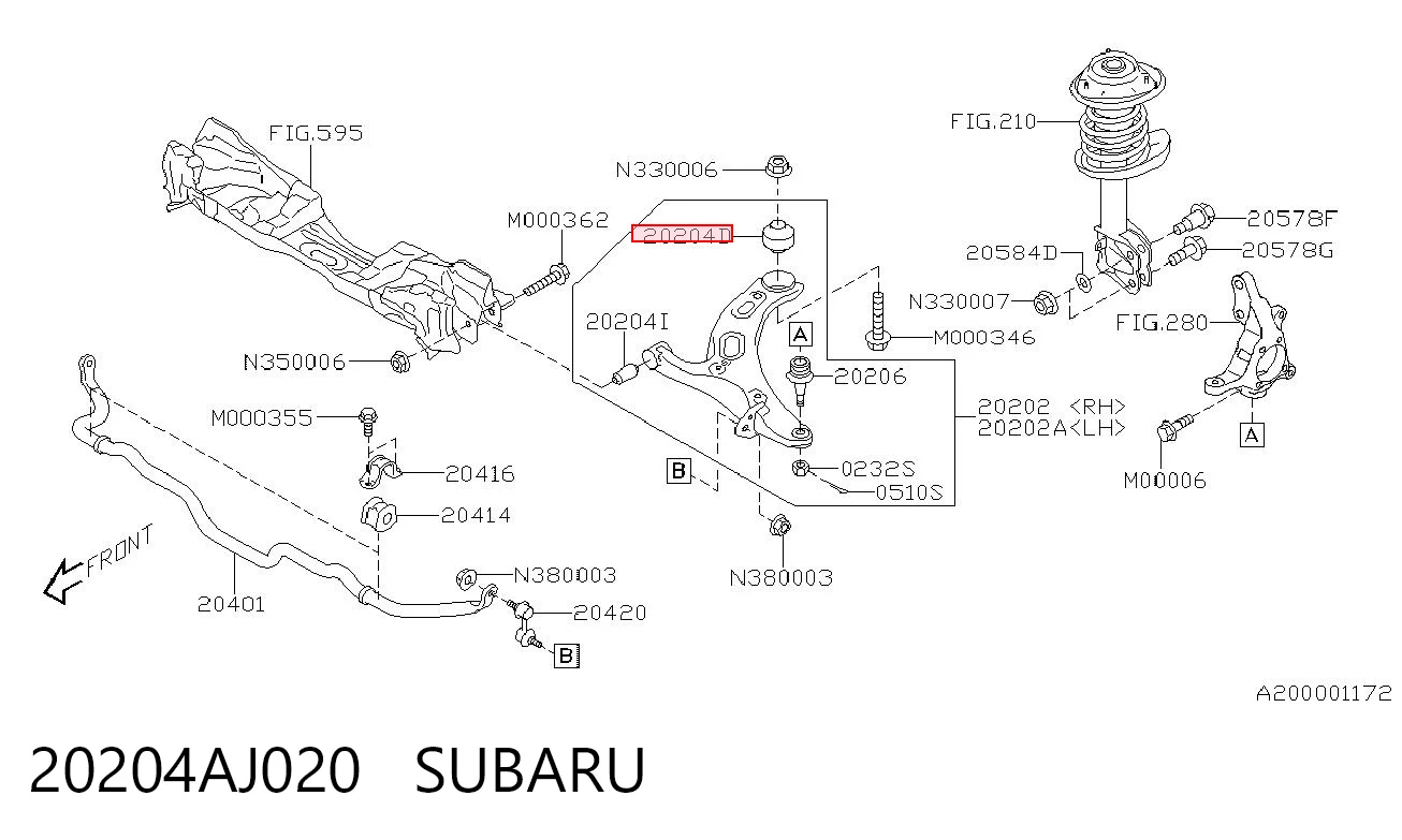 20204AJ020 Subaru Silentblock de brazo de suspensión delantero inferior