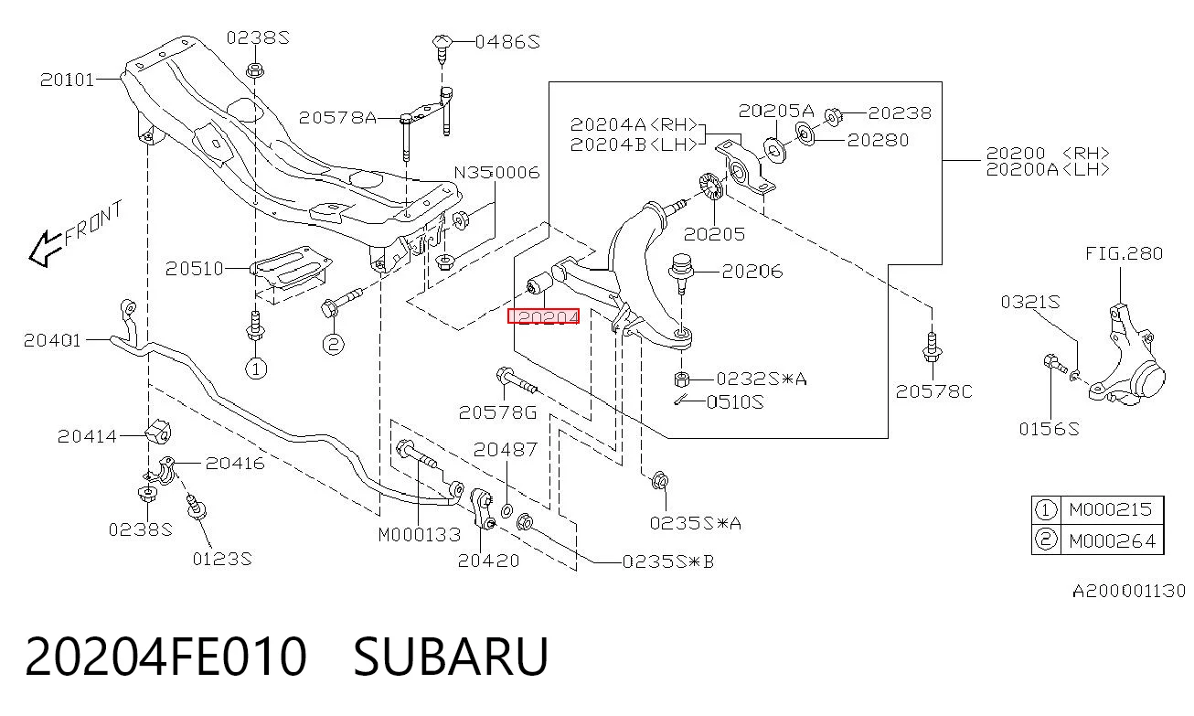 20204FE010 Subaru Silentblock de brazo de suspensión delantero inferior