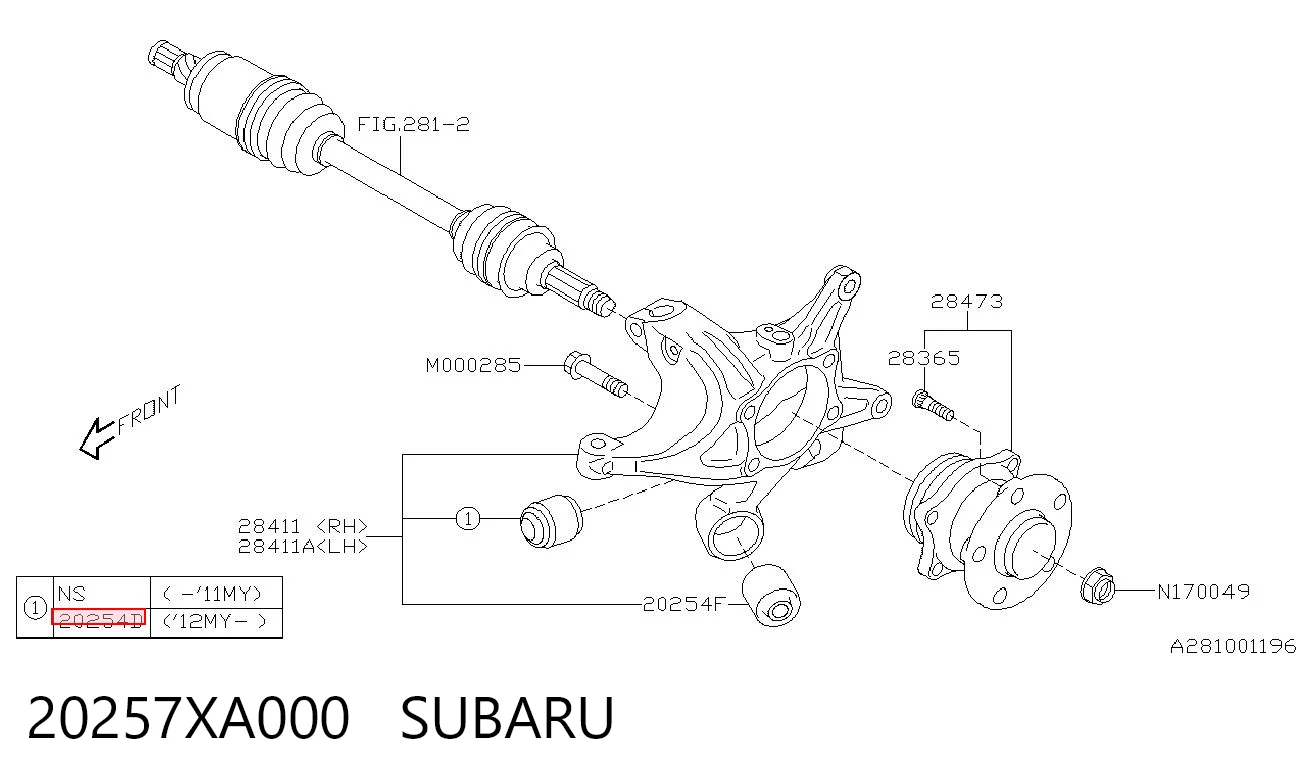 20257XA000 Subaru Buje de mangueta trasera
