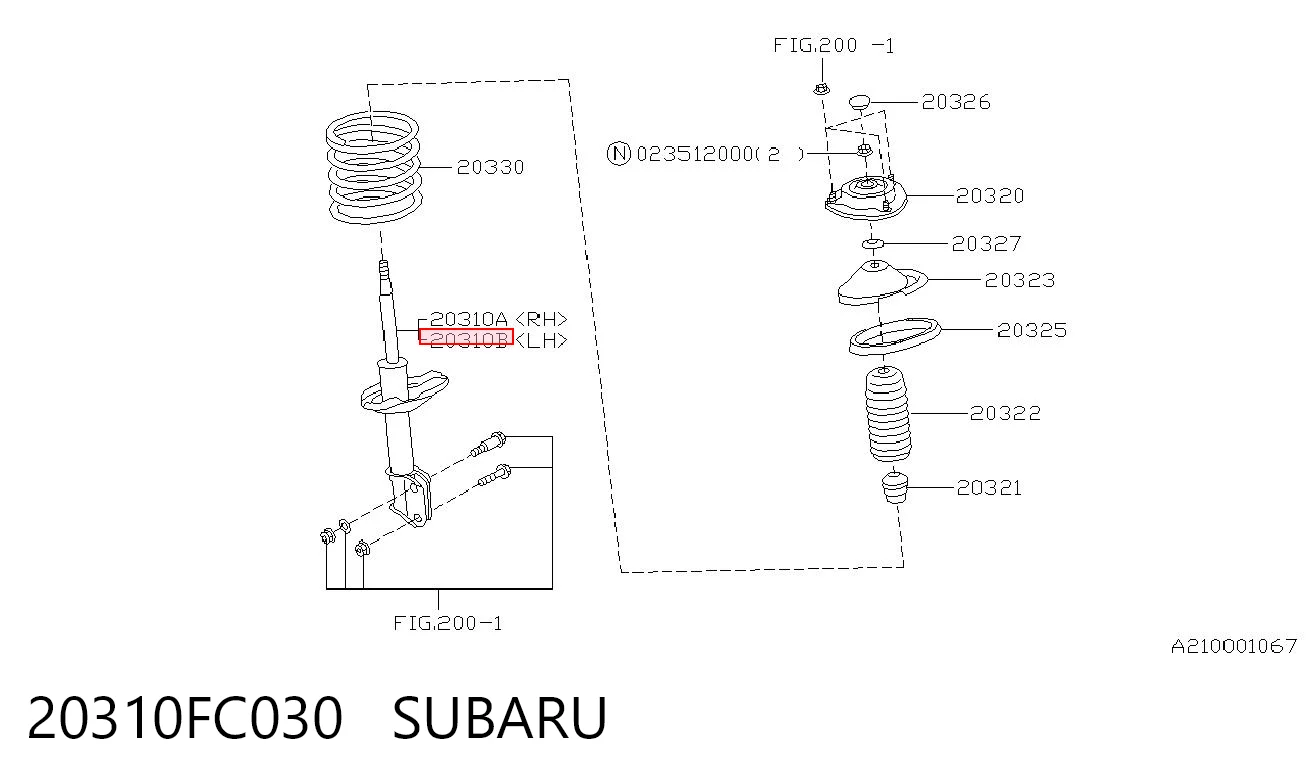 Comprar Amortiguador delantero izquierdo Subaru Legacy II BD, BG a bajo precio